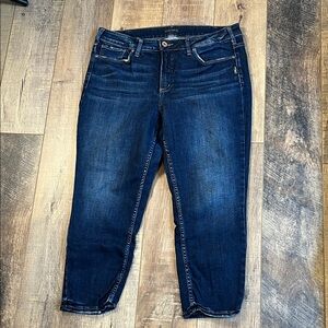 Silver Jeans Co Avery Skinny Women's Dark Wash Cropped Jeans Size 16